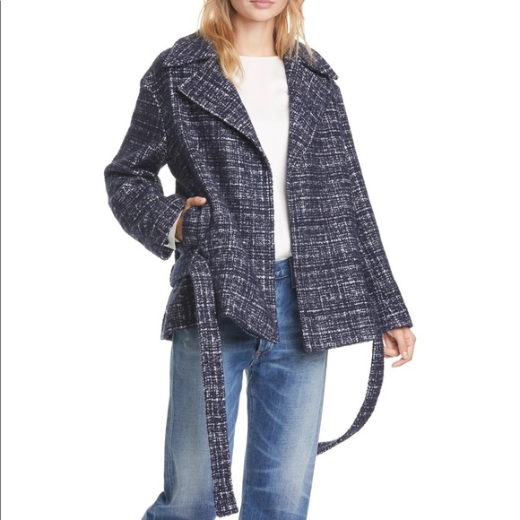 NWOT Club Monaco Textured Belted Coat - Picture 2 of 16